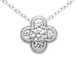 <span style="color:purple">SPECIAL!</span> .20ct G SI 14K White Gold Diamond Flower Pendant Necklace 18" Long