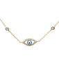 .14ct G SI 14K Yellow Gold Diamond Evil Eye Pendant Necklace 16" + 2" EXT