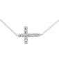 <span style="color:purple">SPECIAL!</span> .25ct G SI 14K White Gold Diamond Sideways Cross Pendant Necklace 16" + 2" EXT