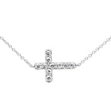 .25ct G SI 14K White Gold Diamond Sideways Cross Pendant Necklace 16" + 2" EXT