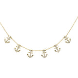  .29ct G SI 14K Yellow Gold Diamond Dangling Anchor Pendant Necklace 16" + 2" EXT