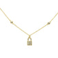 .11ct G SI 14K Yellow Gold Diamond Lock Pendant Necklace 16" + 2" EXT