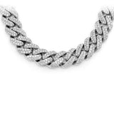 <span style="color:purple">SPECIAL!</span>9MM 6.68ct G SI 14K White Gold Diamond Round Cuban Necklace 22"