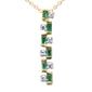 .20ct G SI 14K Yellow Gold Diamond & Emerald Gemstone Pendant Necklace 18" Long