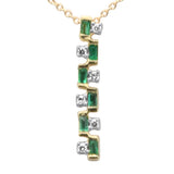 .20ct G SI 14K Yellow Gold Diamond & Emerald Gemstone Pendant Necklace 18" Long