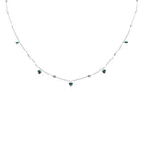  .57ct G SI 14K White Gold Diamond & Emerald Heart Necklace 16" + 2" Ext