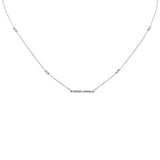 .42ct G SI 14K White Gold Diamond & Aquamarine Gemstone Bar Pendant Necklace 18" Long