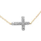 .19ct G SI 14K Yellow Gold Diamond Sideways Cross Pendant Necklace 16" + 2" Ext.