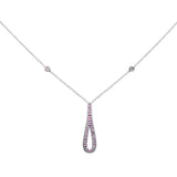 .35g G SI 14K White Gold Pink Sapphire Gemstone Pendant Necklace 16" + 2" Ext.