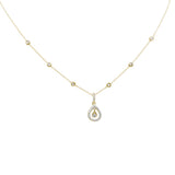.33ct G SI 14K Yellow Gold Diamond Dangling Pear Shape Pendant Necklace 16" + 2" Ext.