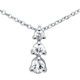 .22ct G SI 14K White Gold Diamond Three Round Diamonds Pendant Necklace 18" Long