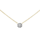 .15ct G SI 14K Yellow Gold Diamond Round Solitaire Style Pendant Necklace 16" + 2" Ext