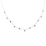 <span>DIAMOND CLOSEOUT! </span>.38ct G SI 14K White Gold Blue Sapphire Gemstone Bezel Pendant Necklace 16" + 2" Ext
