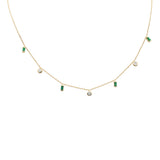 <span style="color:purple">SPECIAL!</span> .55ct G SI 14K Yellow Gold Diamond & Emerald Gemstone Pendant Necklace 16" + 2" Ext