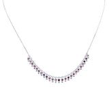 2.18ct G SI 14K White Gold Diamond & Pink Sapphire Gemstone Dangling Pendant Necklace 16" + 2" Ext