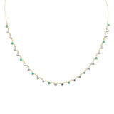 1.57ct G SI 14K Yellow Gold Diamond & Emerald Gemstone Pendant Necklace 16" + 2" Ext