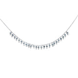  1.69ct G SI 14K White Gold Diamond & Aquamarine Gemstone Dangling Pendant Necklace 16" + 2" Ext