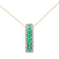 <span style="color:purple">SPECIAL!</span> 1.25ct G SI 14K Yellow Gold Diamond & Emerald Gemstone Line Pendant Necklace 18" Long