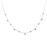 <span style="color:purple">SPECIAL!</span>.31ct G SI 14K White Gold Aquamarine Gemstone Bezel Pendant Necklace 16" + 2" Ext