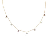 <span style="color:purple">SPECIAL!</span> .73ct G SI 14K Yellow Gold Diamond & Ruby Gemstone Dangling Pendant Necklace 16" + 2" Ext