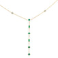 <span style="color:purple">SPECIAL!</span> .71ct G SI 14K Yellow Gold Diamond & Emerald Gemstone Drop Lariat Pendant Necklace 16" + 2" Ext