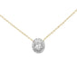 .16ct G SI 14K Yellow Gold Diamond Round & Baguette Oval Shape Pendant Necklace 16" + 2" Ext