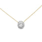 <span style="color:purple">SPECIAL!</span> .16ct G SI 14K Yellow Gold Diamond Round & Baguette Oval Shape Pendant Necklace 16" + 2" Ext