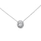 <span style="color:purple">SPECIAL!</span>.16ct G SI 14K White Gold Diamond Round & Baguette Oval Shape Pendant Necklace 16" + 2" Ext