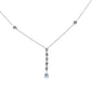 .50ct G SI 14K White Gold Aquamarine Drop Pendant Necklace 16" + 2" Ext