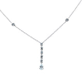 .50ct G SI 14K White Gold Aquamarine Drop Pendant Necklace 16" + 2" Ext