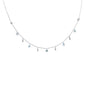 <span style="color:purple">SPECIAL!</span>.79ct G SI 14K White Gold Diamond & Aquamarine Gemstone Dangling Pendant Necklace 16" + 2" Ext