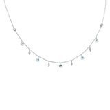 <span>DIAMOND CLOSEOUT! </span> .79ct G SI 14K White Gold Diamond & Aquamarine Gemstone Dangling Pendant Necklace 16" + 2" Ext