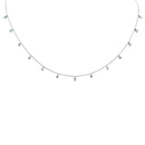 <span style="color:purple">SPECIAL!</span> .75ct G SI 14K White Gold Aquamarine Gemstone Dangling Pendant Necklace 18" Long