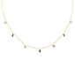 <span style="color:purple">SPECIAL!</span> .51ct G SI 14K Yellow Gold Diamond & Emerald Gemstone Dangling Pendant Necklace 16" + 2" EXT