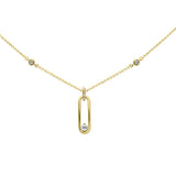 .13ct G SI 14K Yellow Gold Diamond Paper Clip Pendant Necklace 16" + 2" EXT