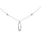 .14ct G SI 14K White Gold Diamond Paper Clip Pendant Necklace 16" + 2" EXT