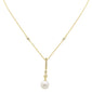 <span style="color:purple">SPECIAL!</span>.09ct G SI 14K Yellow Gold Diamond Pearl Drop Pendant Necklace 16" + 2" EXT