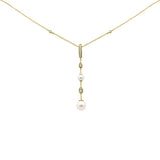 .20ct G SI 14K Yellow Gold Diamond Pearl Drop Pendant Necklace 16" + 2" EXT