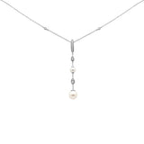 <span>DIAMOND CLOSEOUT! </span> .20ct G SI 14K White Gold Diamond Pearl Drop Pendant Necklace 16" + 2" EXT
