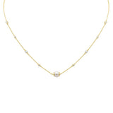 .16ct G SI 14K Yellow Gold Diamond Pearl Pendant Necklace 16" + 2" EXT
