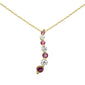 <span style="color:purple">SPECIAL!</span> .21ct, .39ct G SI 14K Yellow Gold Diamond & Pink Tourmaline Gemstone Necklace 20"Long