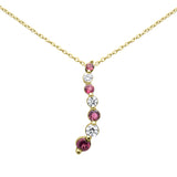 <span style="color:purple">SPECIAL!</span> .21ct, .39ct G SI 14K Yellow Gold Diamond & Pink Tourmaline Gemstone Necklace 20"Long