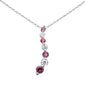 <span style="color:purple">SPECIAL!</span> .60ct G SI 14K White Gold Diamond & Pink Tourmaline Gemstone Necklace 20"Long
