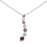 .60ct G SI 14K White Gold Diamond & Pink Tourmaline Gemstone Necklace 20"Long