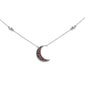 <span style="color:purple">SPECIAL!</span>.25ct G SI 14K White Gold Diamond & Pink Tourmaline Half-Moon Necklace 18" Long