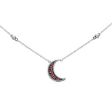 .25ct G SI 14K White Gold Diamond & Pink Tourmaline Half-Moon Necklace 18" Long
