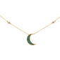 <span style="color:purple">SPECIAL!</span> .21ct G SI 14K Yellow Gold Diamond & Emerald Half-Moon Necklace 18" Long