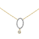 .09ct G SI 14K Yellow Gold Diamond Oval Pendant Nekclace 18" Long