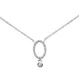 .09ct G SI 14K White Gold Diamond Oval Pendant Necklace 18"Long