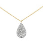 .18ct G SI 14K Yellow Gold Diamond Pear Shape Pendant Necklace 18" Long